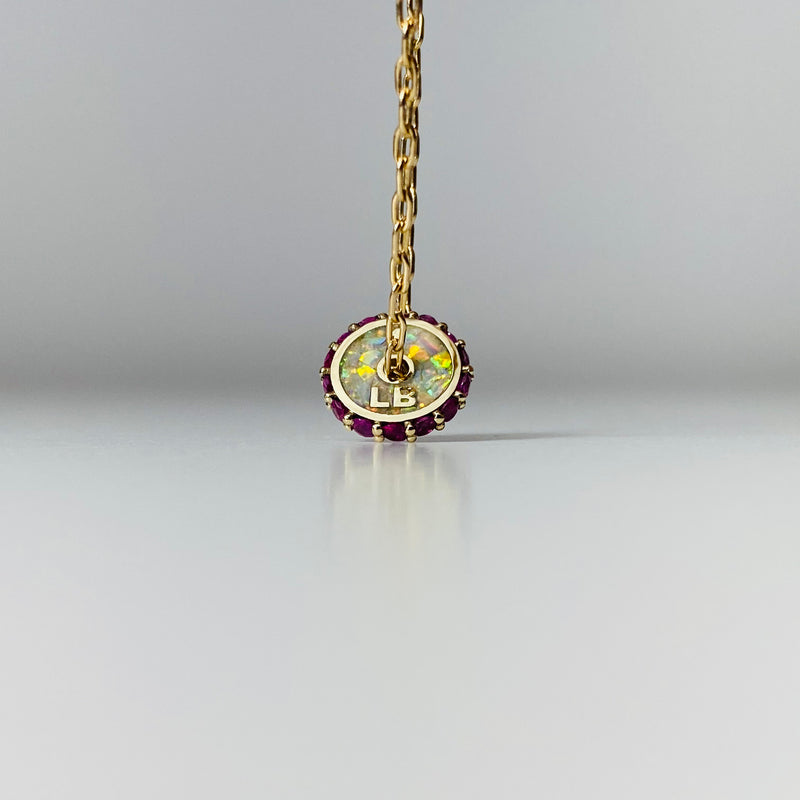 1LB Pavé - Yellow Gold - Jelly Opal and Fuchsia Sapphires